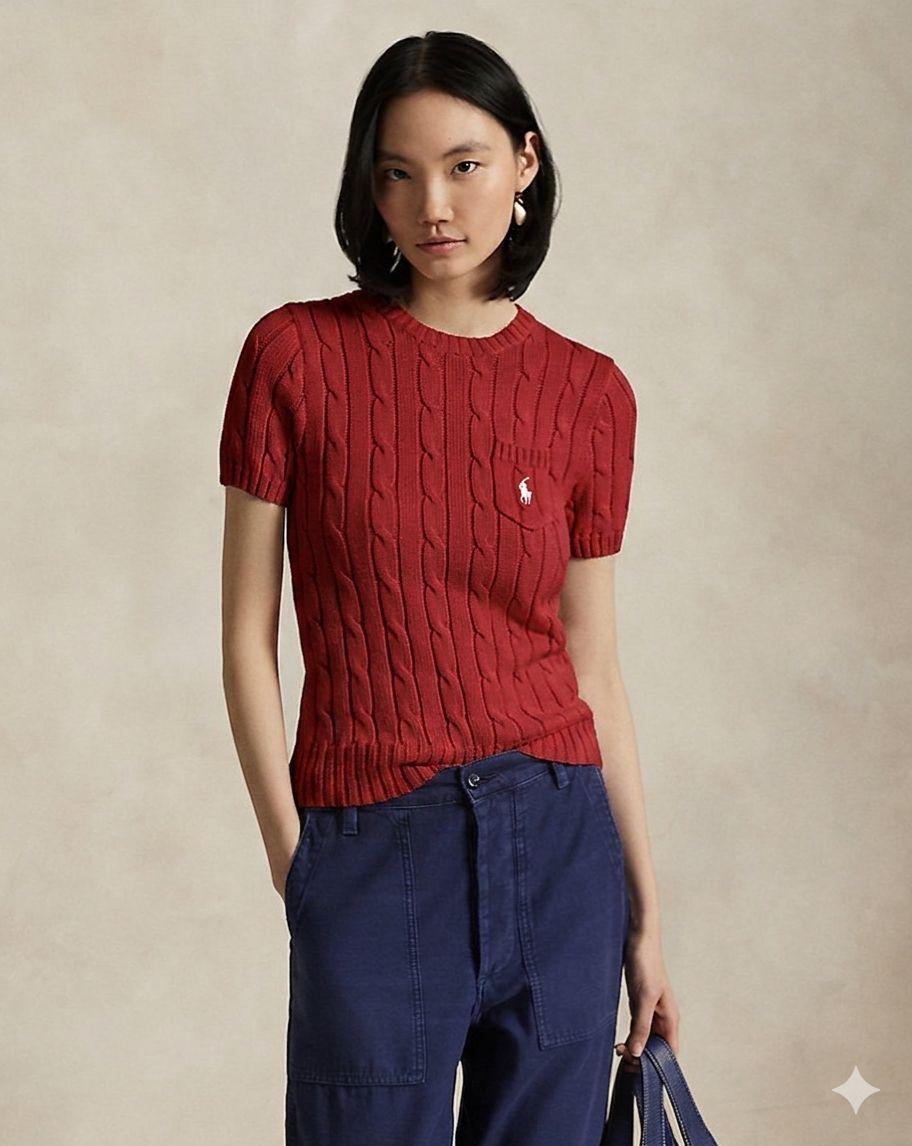 Polo cable knit T-shirt