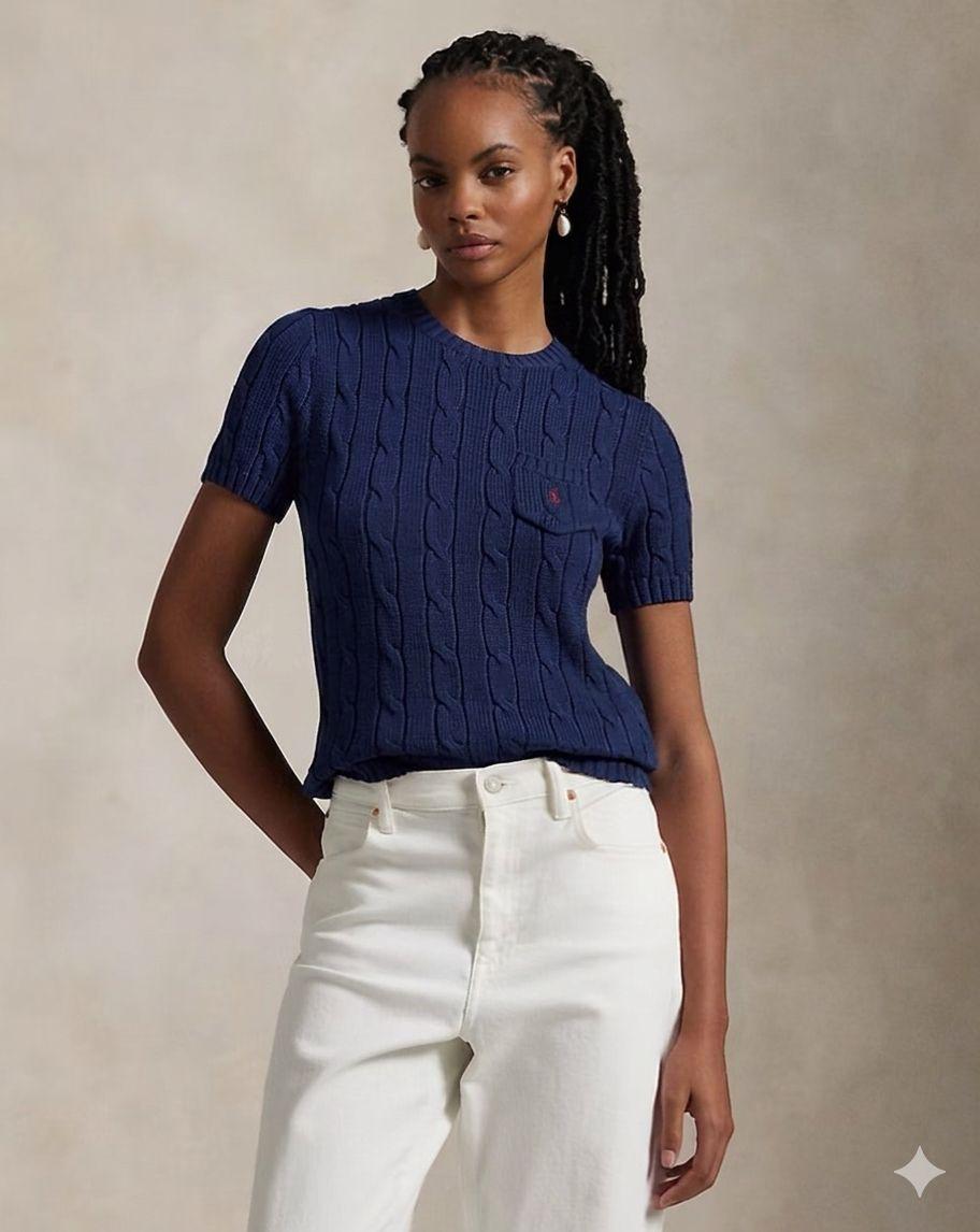 Polo cable knit T-shirt