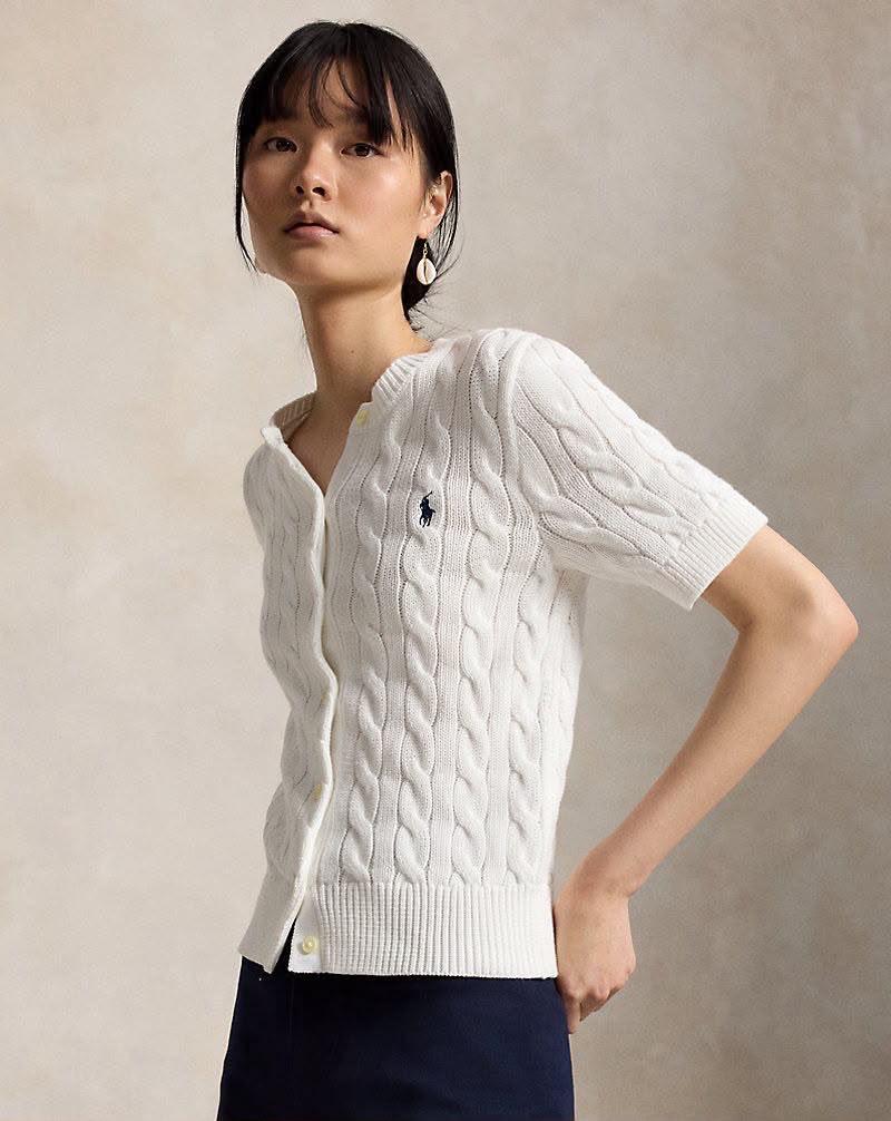 Polo cable knit cardigan