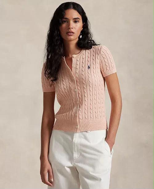 Polo cable knit cardigan